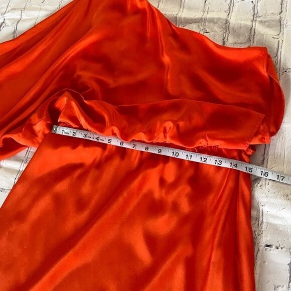 Elizabeth and James Orange Helma One Shoulder Flutter Short Silk Dress 8 - Picture 7 of 16
